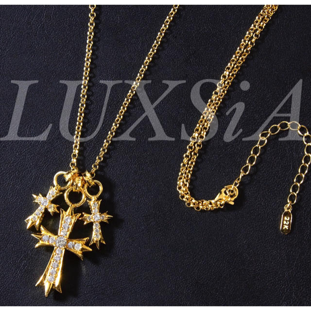 期間限定特価！22K GOLD plating トリプルクロス　ネックレス925