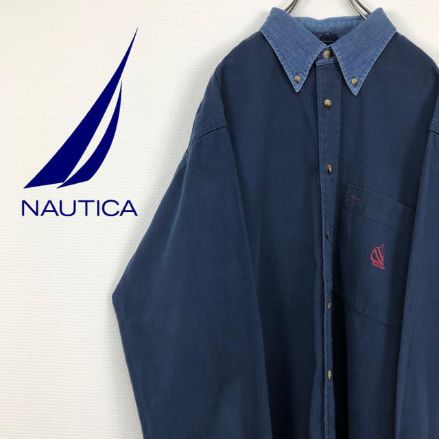 NAUTICA(ノーティカ)のノーティカ NOUTICA USA製 90s 旧刺繍ロゴ ネイビー BDシャツ メンズのトップス(シャツ)の商品写真