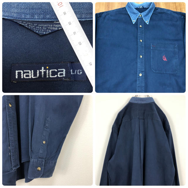 NAUTICA(ノーティカ)のノーティカ NOUTICA USA製 90s 旧刺繍ロゴ ネイビー BDシャツ メンズのトップス(シャツ)の商品写真