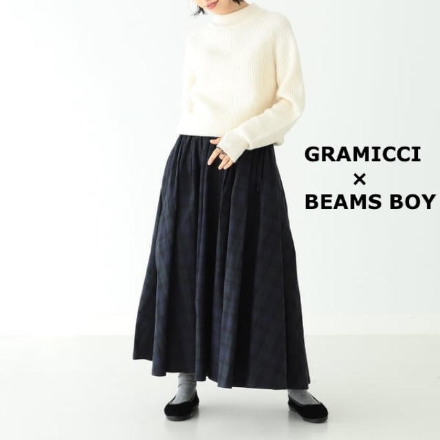 GRAMICCI×BEAMSBOY／別注 ブラックウォッチ チノ ロングスカート