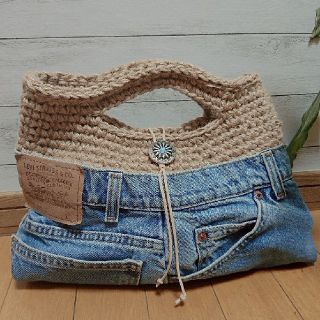 リーバイス(Levi's)のハンドメイド☺️デニムバック🖤麻(バッグ)