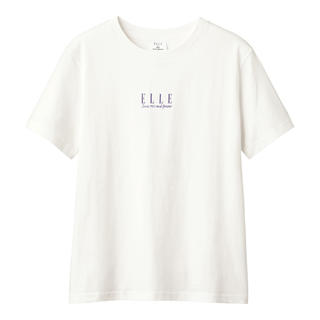 ジーユー(GU)のGU×ELLE tシャツ　ホワイト(Tシャツ(半袖/袖なし))