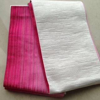 浴衣帯  ピンク＆ホワイト ラメ入り(浴衣帯)