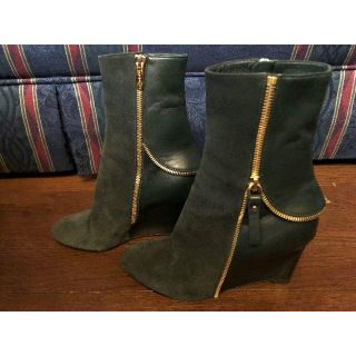 セルジオロッシ(Sergio Rossi)のセルジオロッシ👢ショートブーツ 👢３４1/2👢レザー×スウェード👢モスグリーン(ブーツ)