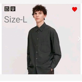 ユニクロ(UNIQLO)のUniqlo-U　コットンレギュラーカラーシャツ ダークグレーSIZE-L(シャツ)