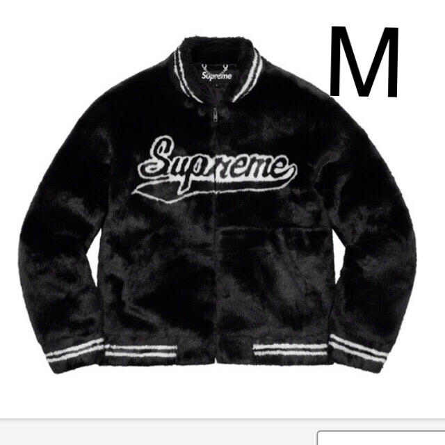 M supreme Faux Fur Varsity Jacket blackBlackSIZE