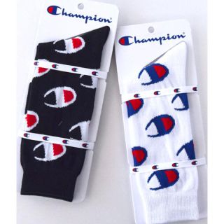 チャンピオン(Champion)の新品 CHAMPION チャンピオン ロゴソックス　白黒2足セット(ソックス)