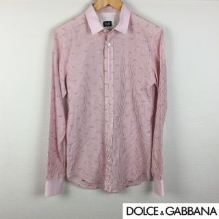 ドルチェアンドガッバーナ(DOLCE&GABBANA)の美品 ドルチェ&ガッバーナ 長袖シャツ ピンク 総柄 サイズ46(シャツ)