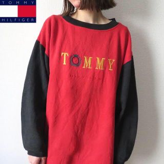 トミーヒルフィガー(TOMMY HILFIGER)の90s トミーヒルフィガー 刺繍ロゴ スウェット トレーナー 古着女子(トレーナー/スウェット)