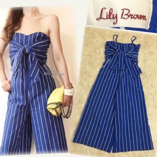 リリーブラウン(Lily Brown)のLily Brown♡ストライプベアコンビネゾン(オールインワン)