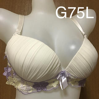 フラワーモチーフ シフォン ブラショー G75L ホワイト(ブラ&ショーツセット)