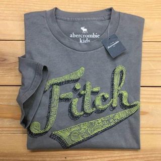 アバクロンビーアンドフィッチ(Abercrombie&Fitch)の新品【キッズ15/16-XLサイズ】★アバクロ★総刺しゅう半袖Ｔシャツ/グレー(Tシャツ/カットソー(半袖/袖なし))