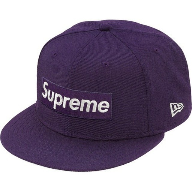 supreme newera ニューエラ 7 1/2 紫 box logoカラーパープル