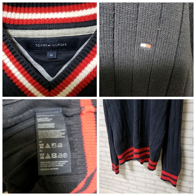 TOMMY HILFIGER(トミーヒルフィガー)の【TOMMY HILFIGER】古着 チルデンニット ワンポイントロゴ メンズのトップス(ニット/セーター)の商品写真