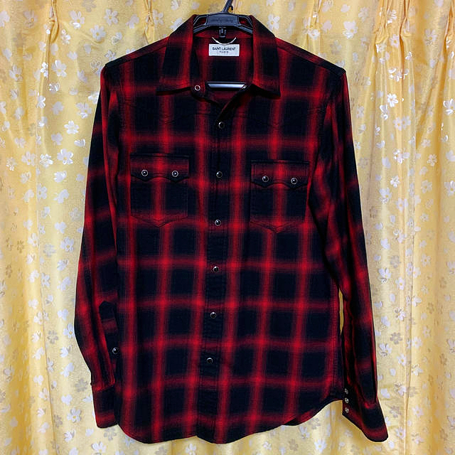 Saint Laurent(サンローラン)の【美品】saint laurent サンローラン チェックシャツ 赤黒 メンズのトップス(シャツ)の商品写真