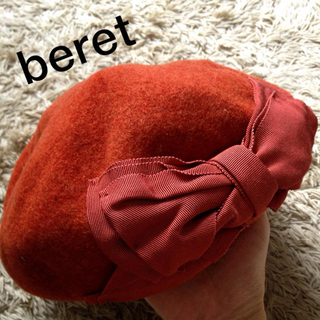 オレンジ♡リボンベレー(ハンチング/ベレー帽)