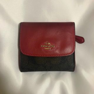 コーチ(COACH)のCOACH コーチ 三つ折り財布 ミニウォレット レザー 赤 レディース(財布)