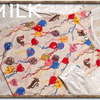 ミルク(MILK)のミルク　ベロア使い切替カットソー　ベージュ(カットソー(長袖/七分))