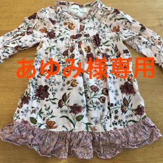 ザラキッズ(ZARA KIDS)のZARA 3-4years 104㎝　花柄ピンクワンピース(ワンピース)