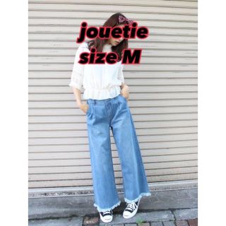 ジュエティ(jouetie)の⑥⑥①jouetie  フリンジ ワイド デニムパンツ sizeM(デニム/ジーンズ)