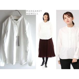 マーガレットハウエル(MARGARET HOWELL)の新品 マーガレットハウエル 19AW ソフトコットン カラーレスシャツ 3 白(シャツ/ブラウス(長袖/七分))