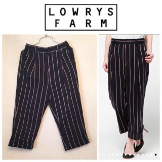 ローリーズファーム(LOWRYS FARM)のLF☆ストライプ柄ワイドパンツ(クロップドパンツ)