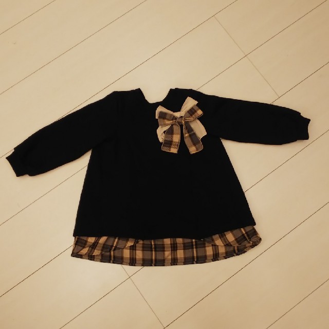 petit main(プティマイン)のチェック柄長袖ペプラムトレーナー キッズ/ベビー/マタニティのキッズ服女の子用(90cm~)(その他)の商品写真