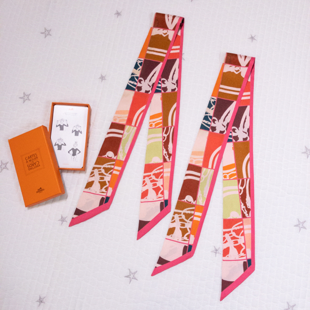 HERMES エルメス ツイリー2本セット + スカーフアレンジカード