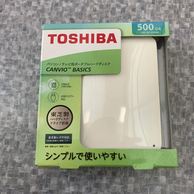 東芝(トウシバ)の東芝　ポータブルHDD 500G スマホ/家電/カメラのPC/タブレット(PC周辺機器)の商品写真