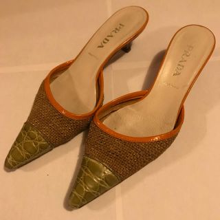 プラダ(PRADA)のmiwa.asahi様専用★PRADA 麻×革コンビミュール(ミュール)