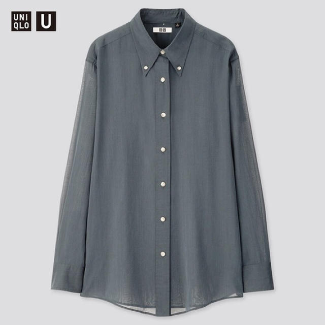 UNIQLO(ユニクロ)のUNIQLO U ユニクロユー　ボタンダウンシャツ　BLUE レディースのトップス(シャツ/ブラウス(長袖/七分))の商品写真