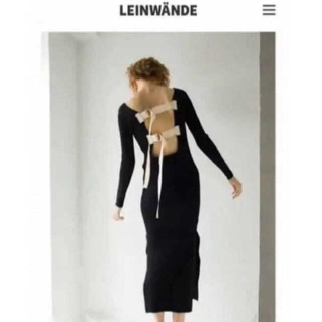 leinwande バックベルベットニットドレスワンピース