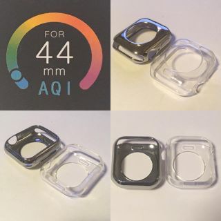 アップルウォッチ(Apple Watch)の★煌き&クリア★ Apple Watch 保護TPUカバー シルバーメタル 44(iPhoneケース)