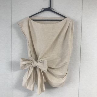 ザラ(ZARA)のやっちゃん様専用【新品未使用】ZARA＊麻アシンメトリーリボン付きブラウス(シャツ/ブラウス(半袖/袖なし))