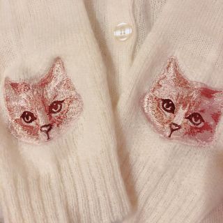 キャンディーストリッパー(Candy Stripper)のキャンディストリッパー♡猫ちゃん刺繍のモヘア カーディガン♡ネコ　ねこ(カーディガン)