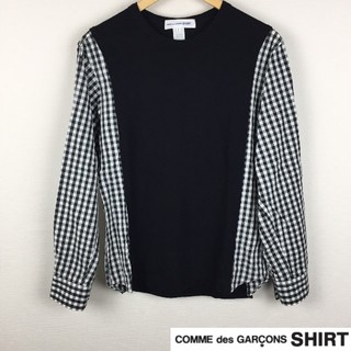 コムデギャルソン(COMME des GARCONS)の美品 コムデギャルソンシャツ 長袖カットソー ブラック サイズS(Tシャツ/カットソー(七分/長袖))