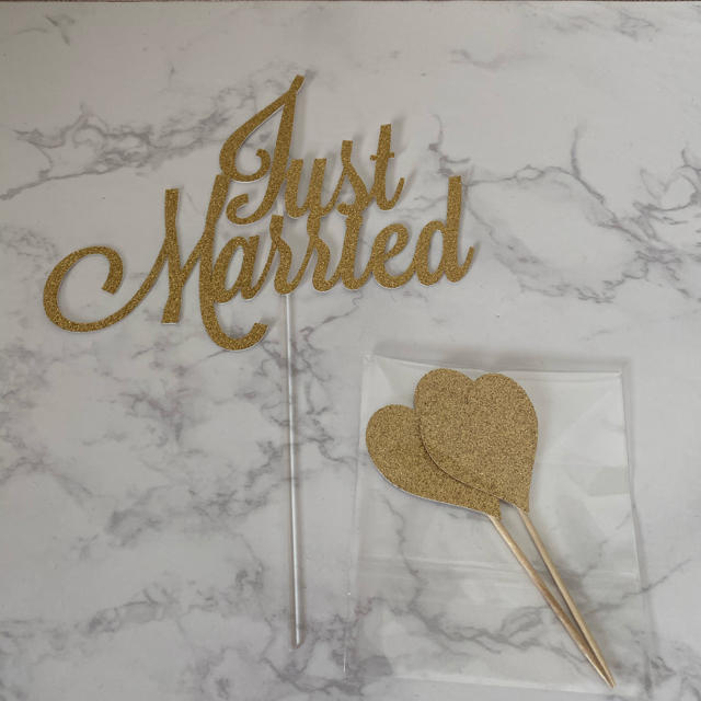 Just Married ケーキトッパー ウェディング ハンドメイドのウェディング(その他)の商品写真