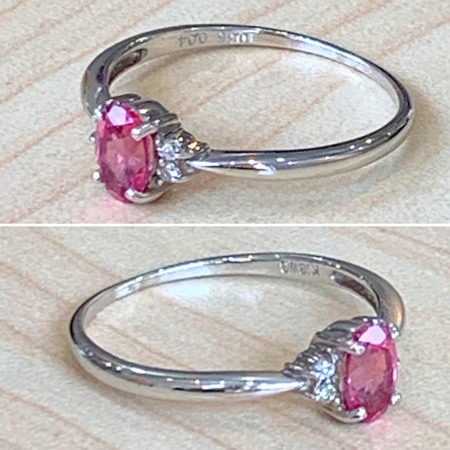 ✨ピンクスピネル✨ 0.5ctUP❣️ ダイヤモンド K18WG 18金 リング レディースのアクセサリー(リング(指輪))の商品写真