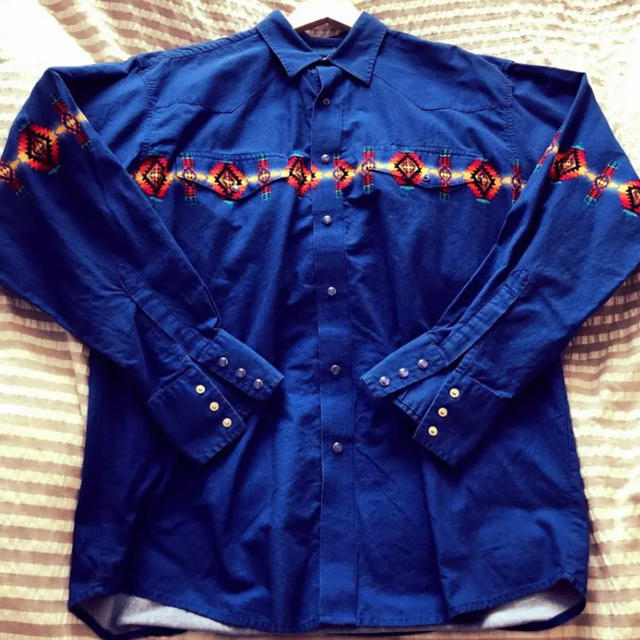 Wrangler(ラングラー)の希少 ラングラー ウェスタンシャツ ブルー メンズのトップス(シャツ)の商品写真