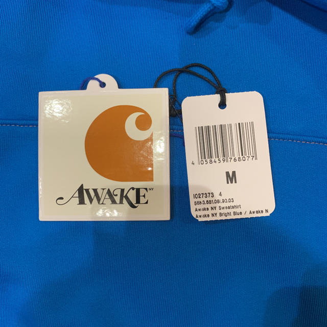 AWAKE(アウェイク)のAWAKE NY × CARHARTT M フーディ　ブルー/オレンジ メンズのトップス(スウェット)の商品写真