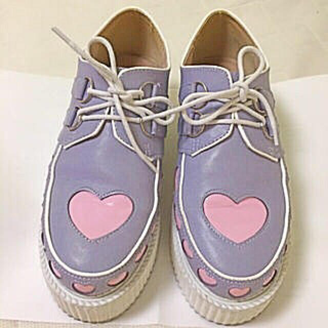Bubbles(バブルス)のピンク×パープル ハートラバーソール💓 レディースの靴/シューズ(ローファー/革靴)の商品写真