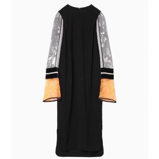 マメ(mame)のmame SILK LAME SLEEVES DRESS - BLACK(ひざ丈ワンピース)