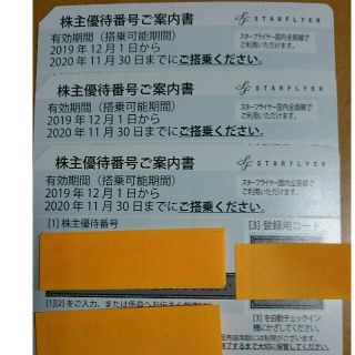 最新スターフライヤー株主優待券　3枚セット(その他)