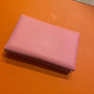 エルメス(Hermes)のほぼ新品　アネモネ　エルメス　名刺入れ　ケース　ピンク　本物(名刺入れ/定期入れ)