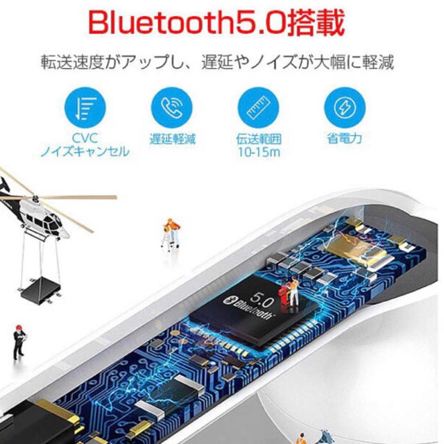 i11 TWS ワイヤレスイヤフォン　Bluetooth5.0 白 スマホ/家電/カメラのオーディオ機器(ヘッドフォン/イヤフォン)の商品写真