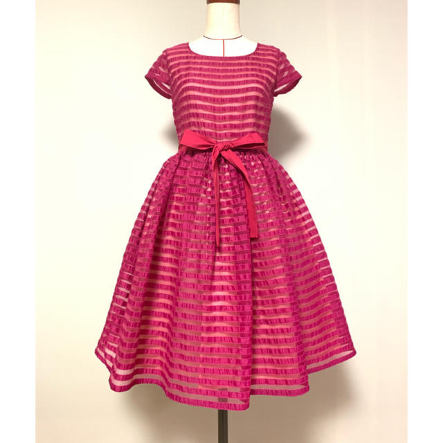 RED VALENTINO オーガンジーボーダーのボリュームワンピース 『4年保証