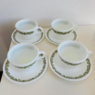 パイレックス(Pyrex)のパイレックス　デイジー　カップ&ソーサー  4セット(食器)