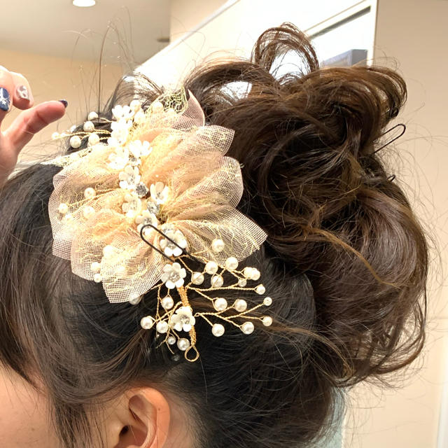 ヘアアクセサリー ハンドメイドのウェディング(ヘッドドレス/ドレス)の商品写真