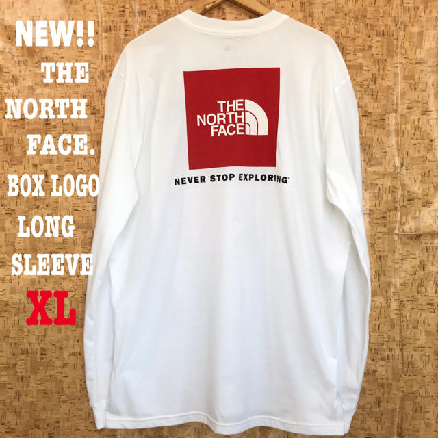 THE NORTH FACE(ザノースフェイス)のユニセックス♪ XL相当 新品 ノースフェイス BOXロゴ ロンT 白 メンズのトップス(Tシャツ/カットソー(七分/長袖))の商品写真