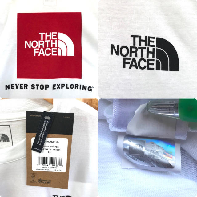THE NORTH FACE(ザノースフェイス)のユニセックス♪ XL相当 新品 ノースフェイス BOXロゴ ロンT 白 メンズのトップス(Tシャツ/カットソー(七分/長袖))の商品写真
